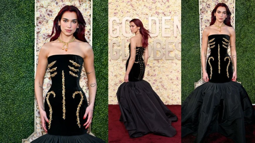 Best Dressed at the Golden Globe Awards 2024: Dua Lipa Wins Hearts in Black Schiaparelli Gown