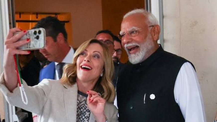 PM Modi and Italy's Giorgia Meloni's Selfie at G7 Summit Goes Viral