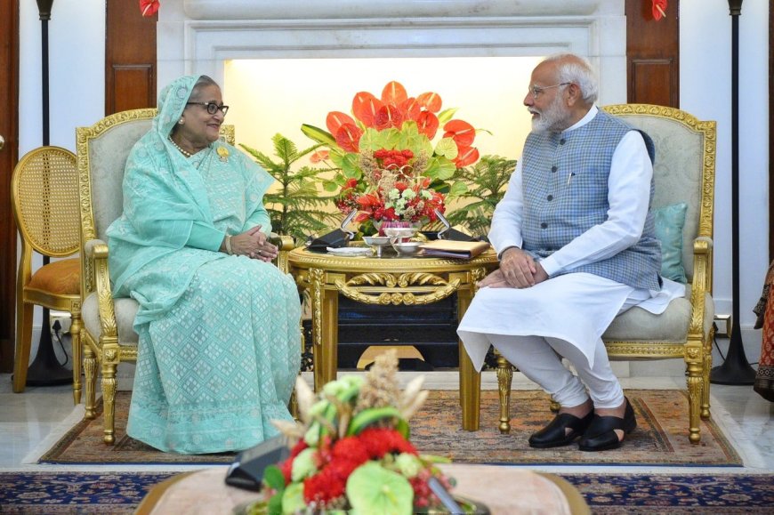 Narendra Modi and Sheikh Hasina Join Hands At A Bilateral Meeting