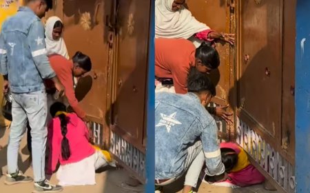 Woman Sneaks Under Closed Gate to Enter Exam Centre