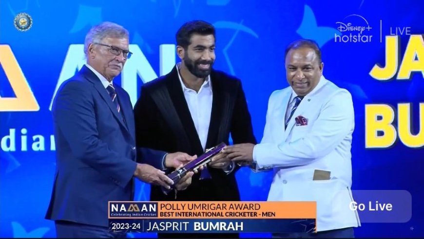 Jasprit Bumrah Recieves Polly Umrigar Award For Best International Men’s Cricketer