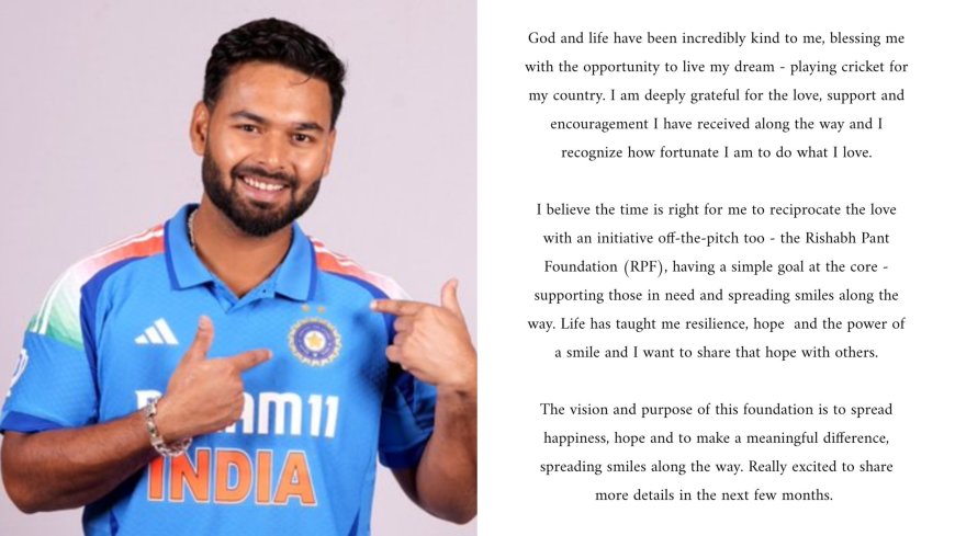 Rishabh Pant Will Donate 10% of his Commercial Earnings To Rishabh Pant Foundation