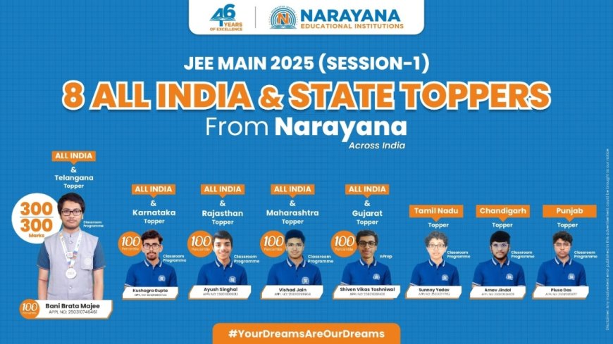 Narayana Achieves Outstanding Success in JEE Main 2025 Session 1 with Remarkable Results