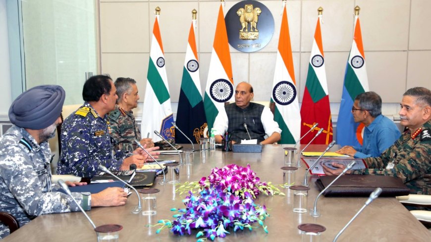 Defence Minister Rajnath Singh holds a private meeting with CDS, three service chiefs to review the security situation in the country