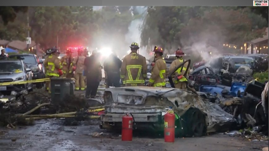 San Diego: A small plane crashes into a military residential area; several injured and more than 100 evacuated