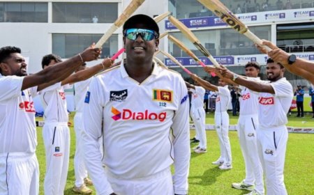 Angelo Mathews Received A Guard Of Honour From All His Teammates In His Final Test Match