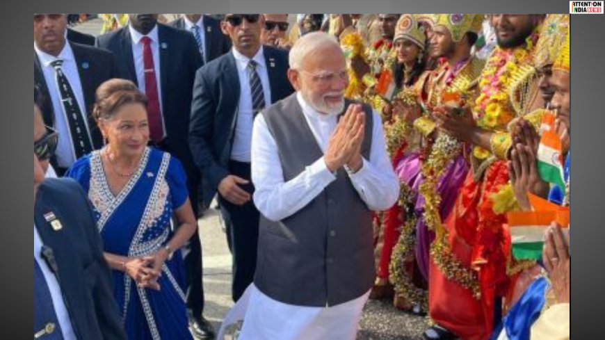 PM Modi visits Trinidad & Tobago; welcomed with Bhojpuri Chautaal