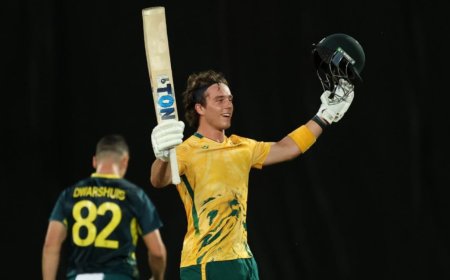Dewald Brevis Smashes 125* in 2nd T20I vs Australia, Sets Record for Highest Individual Score for South Africa in T20Is