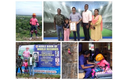 India’s Youngest Trailblazer: 6-Year-Old Thevaky Sets World Record in 155-Foot Blindfolded Rappelling