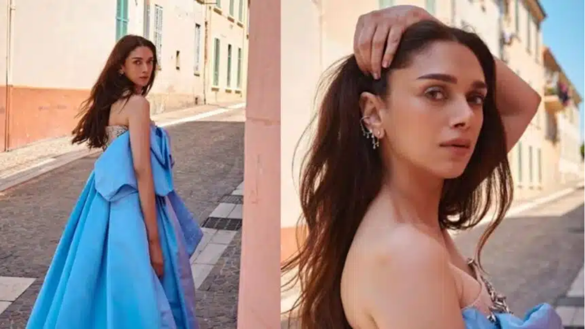 Nice To Meet You Again, Aditi Rao Hydari Exclaims As She Arrives In Cannes Wearing A Stunning Blue Gown.